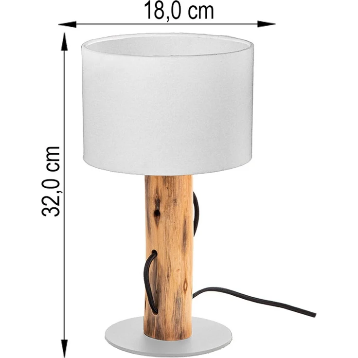 Tischleuchte, Holz braun, Schirm weiß, E14, H 32 cm – Bild 6