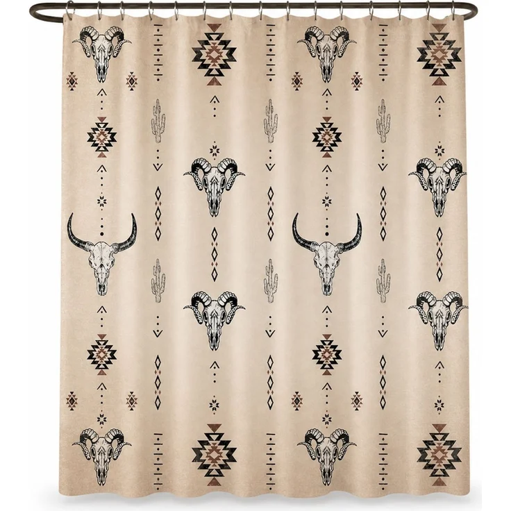 Wasserdichter Duschvorhang im Western-Design Beige 240 x 180 cm – Bild 1