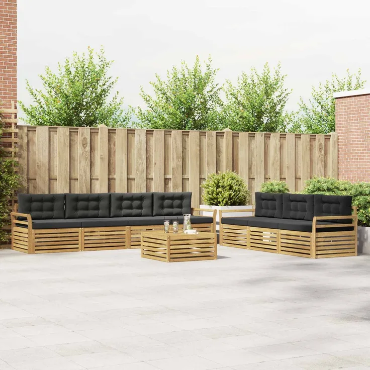 vidaXL Outdoor-Sofagarnitur 8 stk. 7-Sitzer Weiß und Anthrazit 3390167