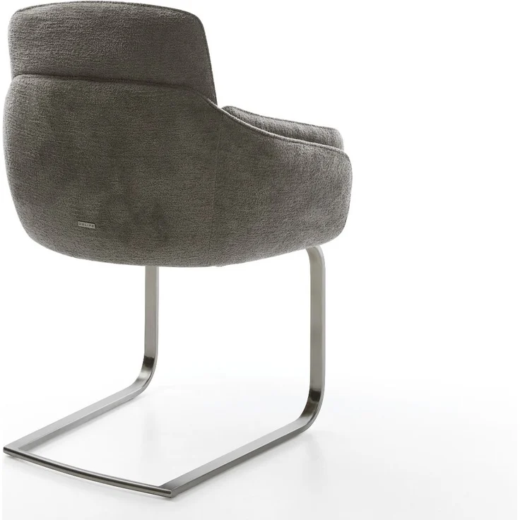 Freischwinger Luan-Flex mit Armlehnen Bouclé Soft Schlamm Freischwinger flach Graphit – Bild 5
