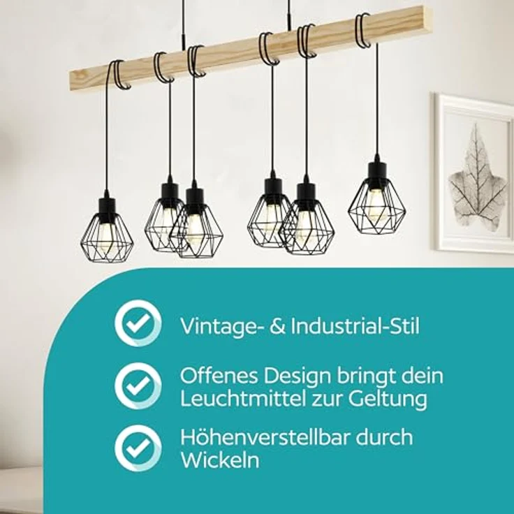 EGLO TOWNSHEND 5 Hängeleuchte, schwarz, braun – Bild 3