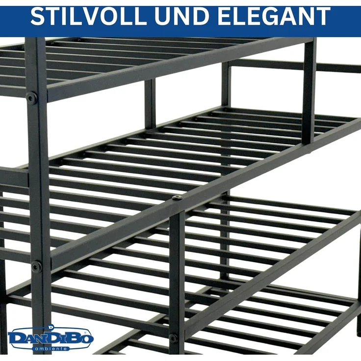 DanDiBo Schuhregal Platzsparend Metall Schwarz Modern 6 Etagen 100 cm mit Ablage Schuhständer mit Stauraum Schuhablage Schuhaufbewahrung Regal Design – Bild 6