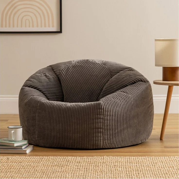 Icon Kingston Sitzsack Cord, Dunkelgrau, 2er Pack, Sitzsack Erwachsene mit Füllung, Bean Bag, Cord Sessel, Lounge Sessel, Lounge Stuhl, Schlafzimmer, Wohnzimmer, Wohnzimmer Möbel – Bild 3