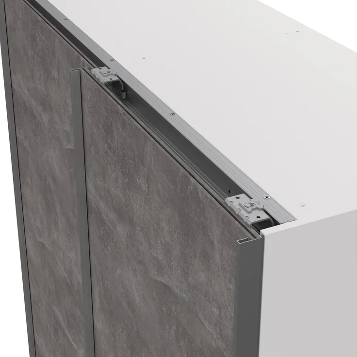 Dmora Kleiderschrank 2 Türen Maurice, Schlafzimmermöbel, Schrank, Garderobe, 150x61 h200 cm, Weiß und Grau – Bild 7