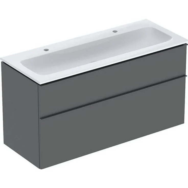 Geberit iCon Set Möbelwaschtisch mit Unterschrank, 2 Schubladen, wandhängend, 120x63x48 cm, feuchtigkeitsbeständige Holzspanplatte, vormontiert, 502334