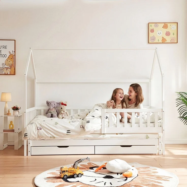 Doppel-Kinderbett Aarghonmaa 90x200 cm Kiefernholz Weiß [en. casa] – Bild 4