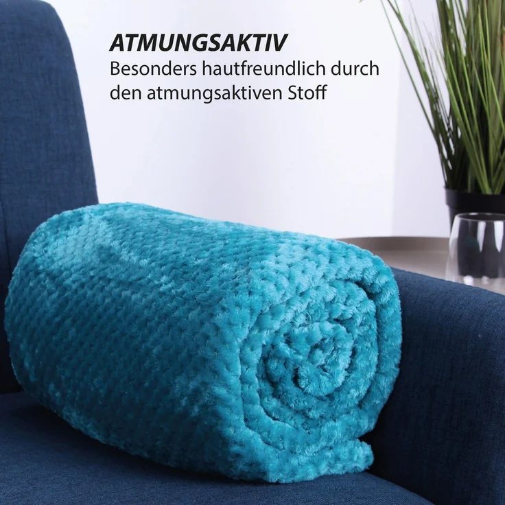 Kuscheldecke "Popcorn" Cashmere Soft-Touch Petrol 150x200 cm – Bild 3
