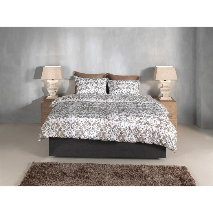 Zo! Home Cotton Bettwäsche 135x200 Fausto grey Ranken Ornamente silber sand – Bild 5