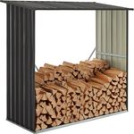 Juskys Holzunterstand Enno für Brennholz außen - Kaminholzregal aus Stahl - Unterstand für Kaminholz aus Metall in Anthrazit - Brennholzregal