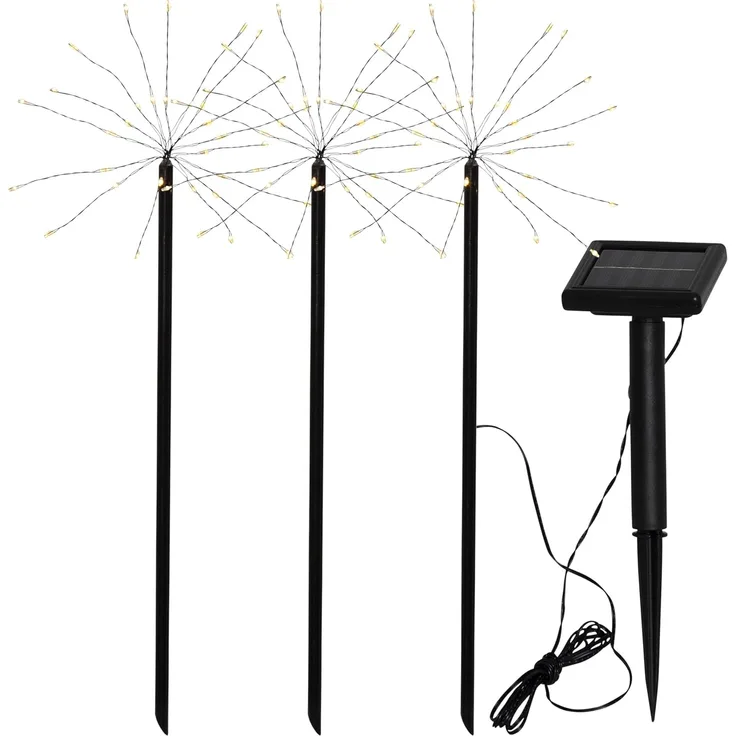 LED-Solarstäbe"Firework", 3 Stäbe, schwarz