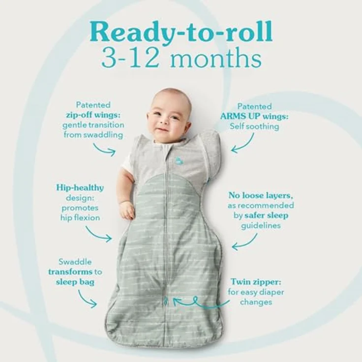 Love To Dream Übergang Pucksack, Baby Schlafsack, XL (11-14kg), ideal für Moderate Temperaturen 20-24°C, Arme hoch, zweiweg-Reißverschluss für einfaches Windelwechseln, abzippbare Flügel, Rosa – Bild 3