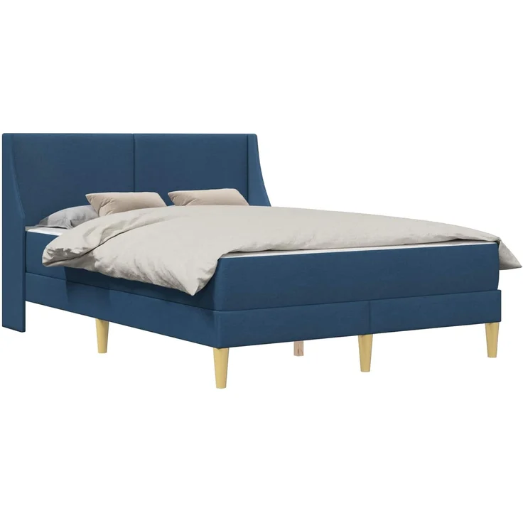 vidaXL Bettgestell mit Matratze Blau 160 x 200 cm Polyester 3414748 – Bild 2