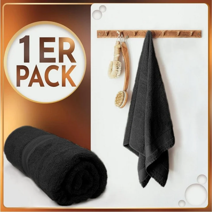 NatureMark Saunatuch Frottier Saunatücher 80x200cm, 100% Baumwolle (1-St), Premium Qualität SAUNATUCH Sauna-Handtuch, 80x200cm, Schwarz – Bild 2