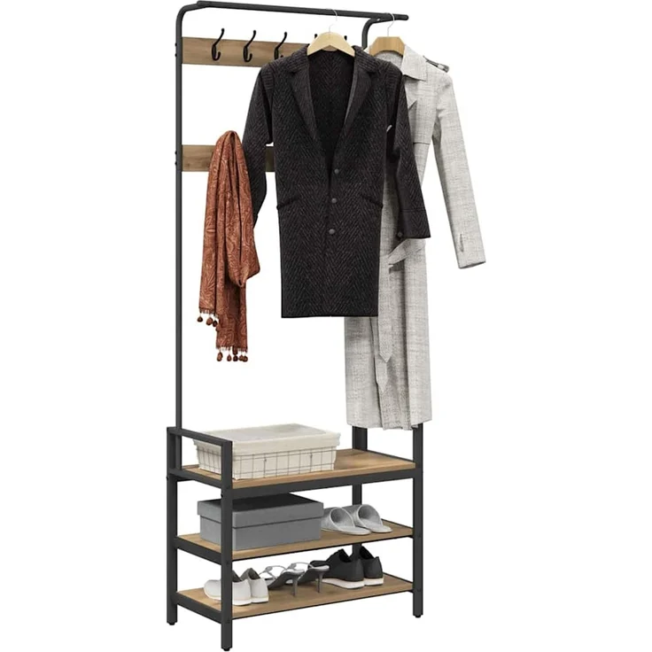 vidaXL Garderobenständer 75 x 34 x 184 cm Artisan-Eiche Holzwerkstoff 879958 – Bild 3