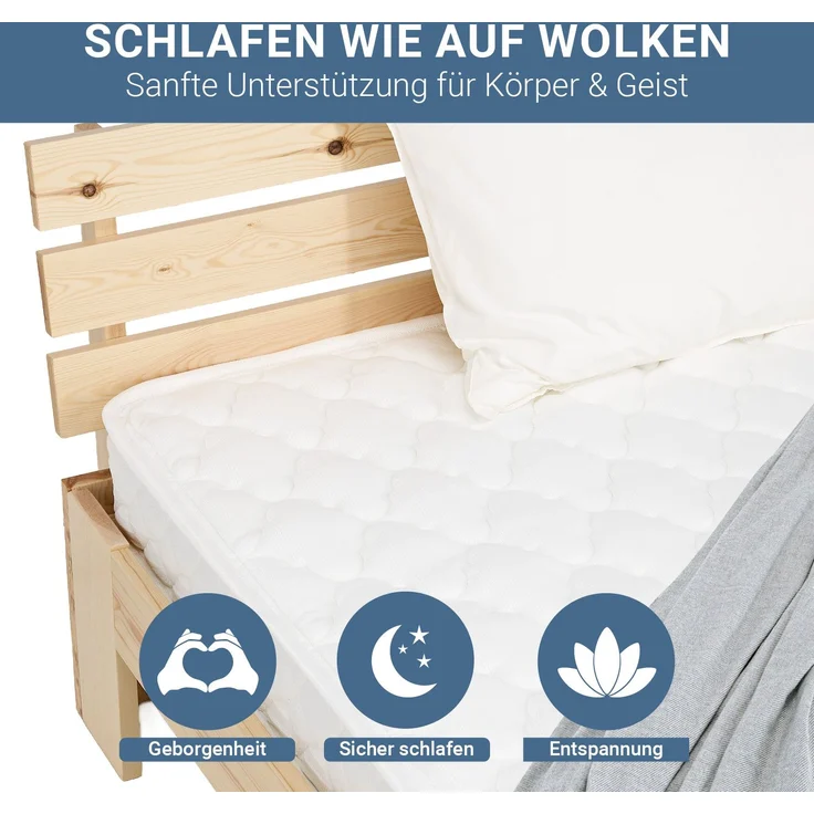 Matratze 90x200 cm Härtegrad 3 Federkernmatratze H3 Stoff Weiß Bonnellfederkern Komfortmatratze mittelfest – Bild 4