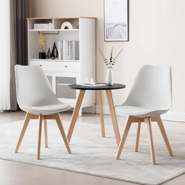 WOLTU® 4er Set Esszimmerstühle Küchenstuhl Design Stuhl Esszimmerstuhl Kunstleder Holz Weiß BH29ws-4 – Bild 5