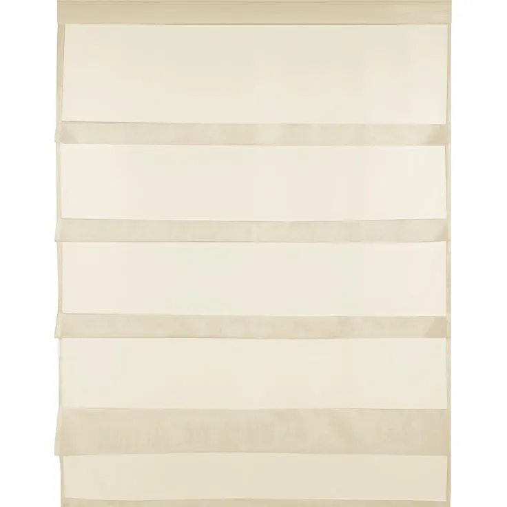 Transparente Bistrogardine Raffoptik mit Stangendurchzug in Voile, schlicht und modern in vielen verschiedenen Farben erhältlich (80 x 110 cm / beige - nude)