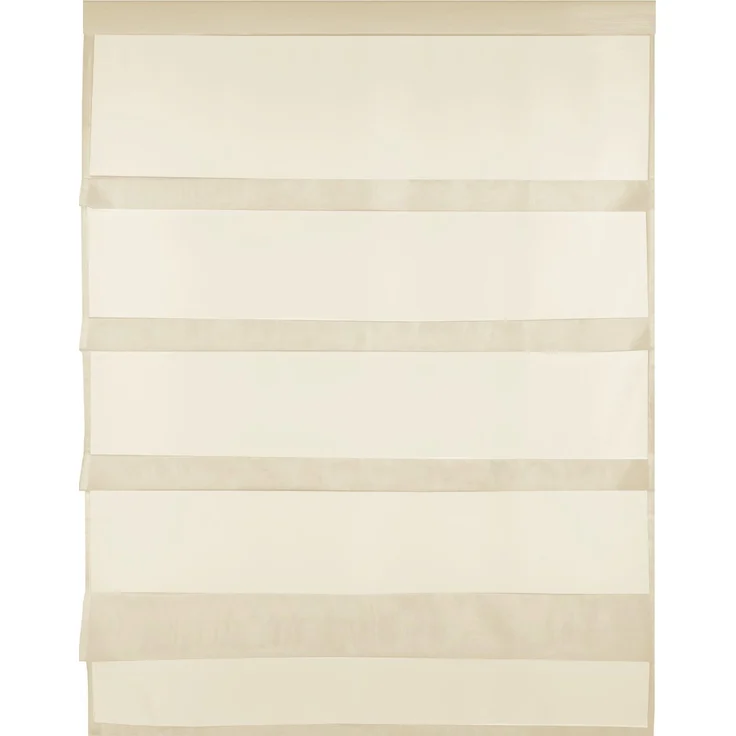 Transparente Bistrogardine Raffoptik mit Stangendurchzug in Voile, schlicht und modern in vielen verschiedenen Farben erhältlich (80 x 110 cm / beige - nude) – Bild 1