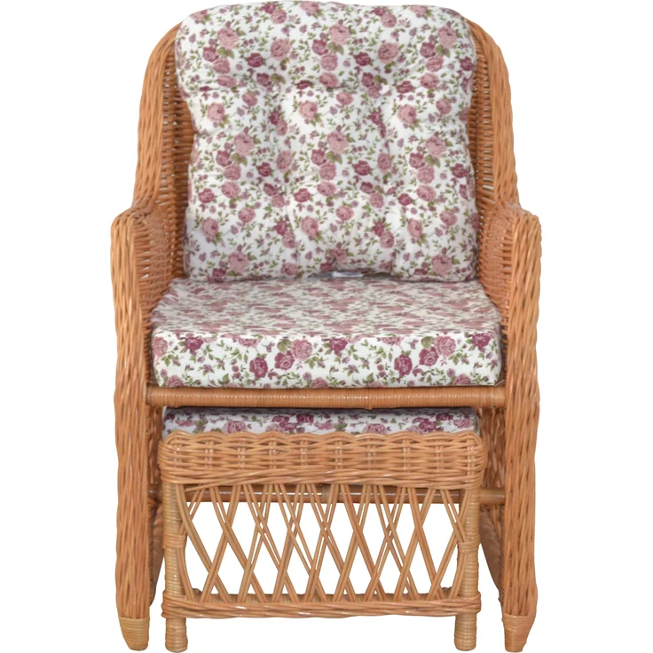 Rattansessel, Relaxsessel mit ausziehbarem Fußteil, handgeflochten, honigfarben – Bild 3