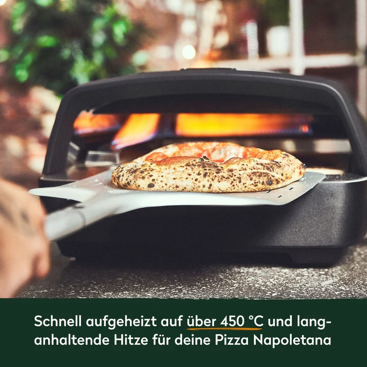 BURNHARD® Gas Pizzaofen - Tony inkl. Hitzeschild, 450 °C, Tragbarer 5,9 kW Outdoor Ofen für Pizza (58,5 x 47,7 x 24,8 cm) inkl. Cordierit-Pizzastein - Schwarz - #946555 – Bild 6