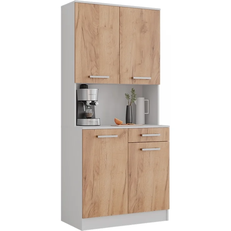 Küchenbuffet Raul Weiß/Goldkraft Eiche 83.6 x 188.5 cm mit 4 Türen & 1 Schublade Vicco – Bild 6