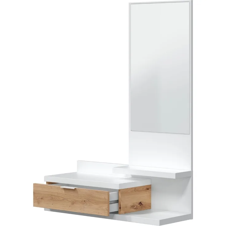Calicosy Hängekonsole mit 1 Schublade und 1 Spiegel L81 cm - DHALIA - Weiß
