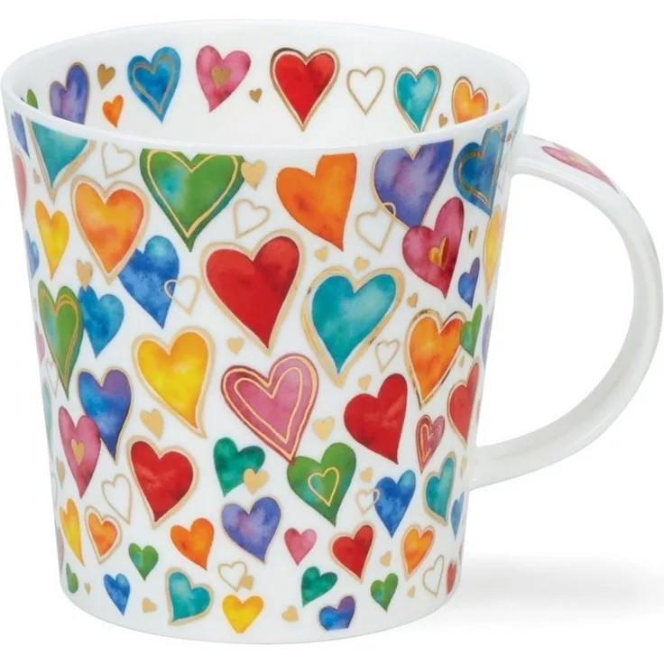 Dunoon Tasse Dazzle Hearts Cairngorm 0,48 l Fine Bone China Porzellan