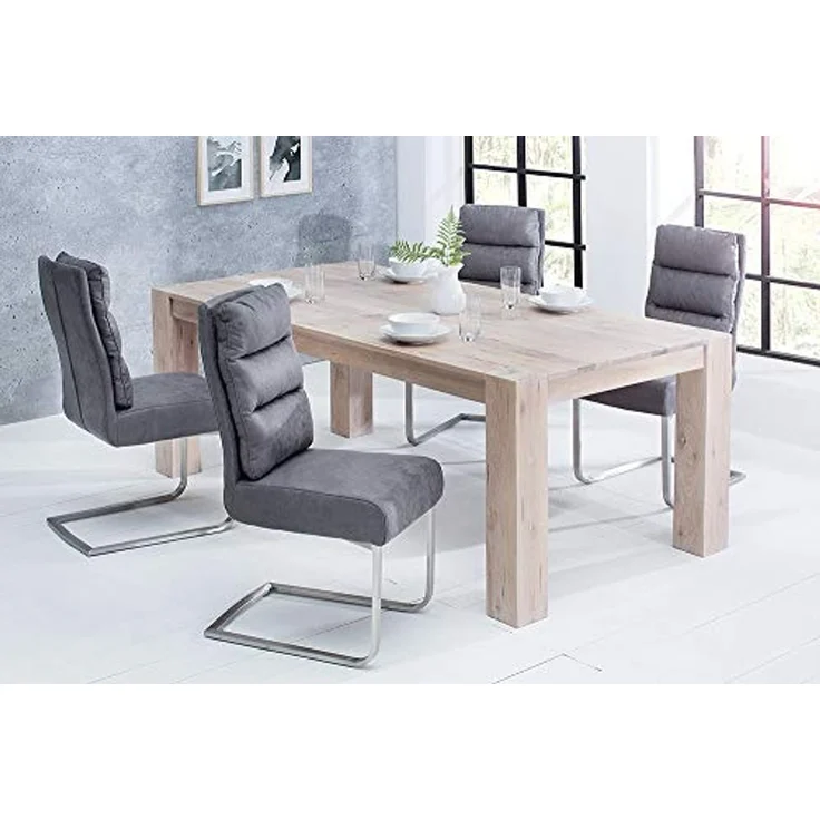 riess-ambiente Freischwinger COMFORT vintage grau / silber, Esszimmer · Microfaser · Edelstahl · Industrial – Bild 5