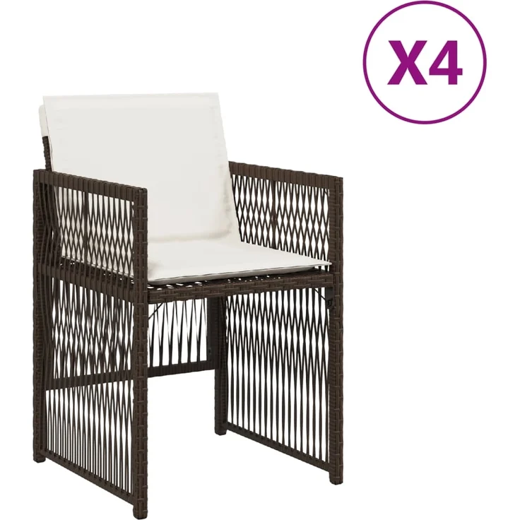 vidaXL Gartenstühle mit Kissen 4 Stk. Braun Poly Rattan 364969 – Bild 1