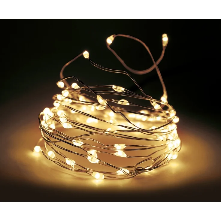Spetebo LED-Lichterkette Draht Lichterkette 40 LED / 195 cm - warm weiß, Deko Beleuchtung Indoor / Outdoor - Weihnachten Advent Winter – Bild 1