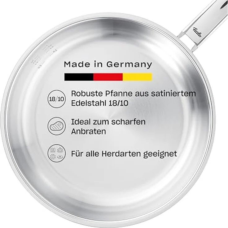 Fissler Pure Collection Edelstahl-Pfanne (Ø 28 cm) unbeschichtete Stielpfanne, Innenskalierung, 10 Jahre Garantie – Induktion, Silber – Bild 2