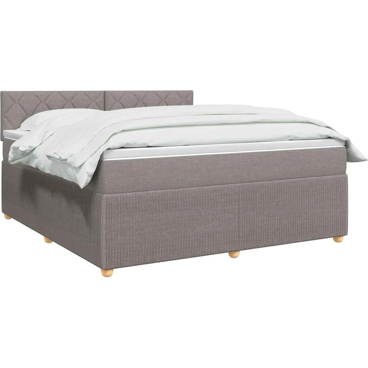vidaXL Boxspringbett mit Matratze Taupe 160 x 200 cm Stoff 3451514 – Bild 3