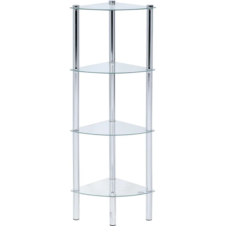 axentia Eckregal Solanio mit vier Böden, Glasregal für Badaccessoires, Badmöbel für die Ecke, Standregal mit Wandbefestigung, ca. 30 x 108 x 30 cm – Bild 5