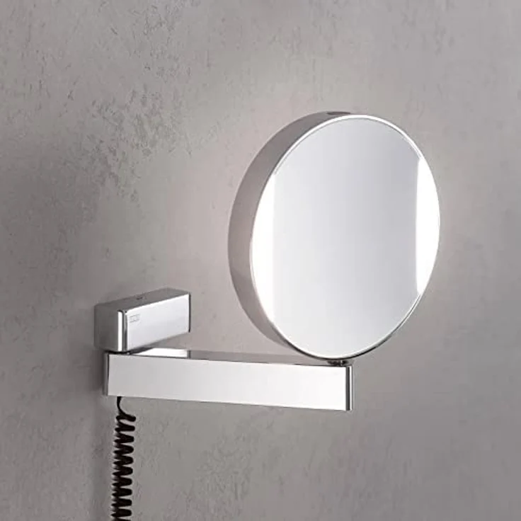 EMCO Universal LED Kosmetik- und Rasierspiegel, runder Wandspiegel mit 3-/7-fach Vergrößerung und einstellbarer Farbtemperatur, Chrom-Optik – Bild 2
