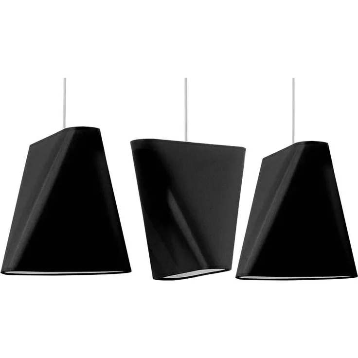 Pendelleuchte, Stoff, Glas, Stahl, Schwarz, Weiß, H 100 cm