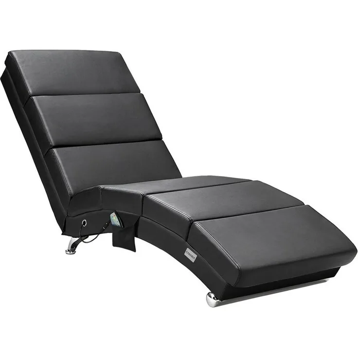 Casaria Relaxliege XXL London Massage- Heizfunktion Ergonomisch 186cm Relaxsessel Loungesessel Chaiselongue Kunstleder Schwarz
