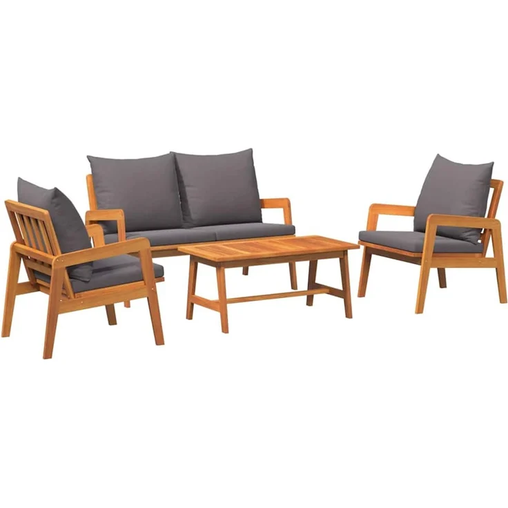 vidaXL Bistrogarnitur mit Kissen 4 pcs Braun Massivholz Akazie 3328606 – Bild 2