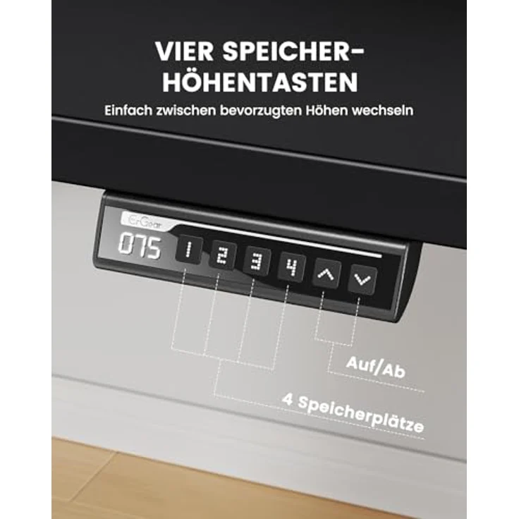 ErGear Höhenverstellbarer Schreibtisch-160x80 cm,100 KG Tragkraft Elektrischer Schreibtisch mit Fortgeschrittenem Bürstenlosem Motor, Leise Funktion, Robuster Metallrahmen, Vierteilige Tischplatte – Bild 7