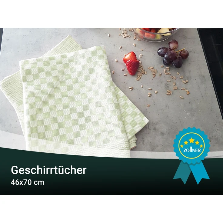 ZOLLNER 5er Set Geschirrtücher, 100% Baumwolle, 46x70 cm, saugstark, grün kariert – Bild 6