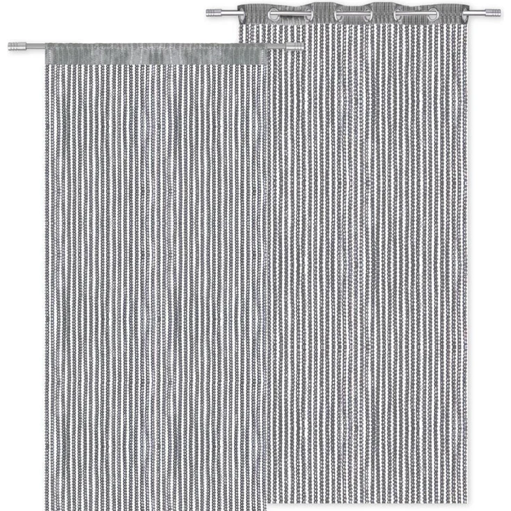 Arsvita Fadenvorhang Metallik-Optik mit Stangendurchzug, Türvorhang 140x250cm (Anthrazit) – Bild 3