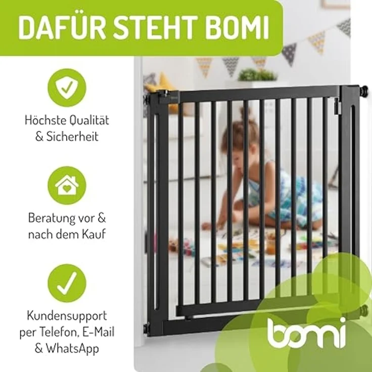 BOMI Verlängerung für Türschutzgitter Verbreiterung für Kinderschutzgitter Miko 10-50 cm Schwarz, Zubehör für Treppenschutzgitter zum Klemmen - Ohne Bohren – Bild 7