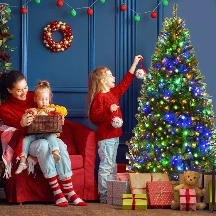 COSTWAY Künstlicher Weihnachtsbaum, 1570 Zweige, 500 LEDs mit 11 Modi – Bild 3