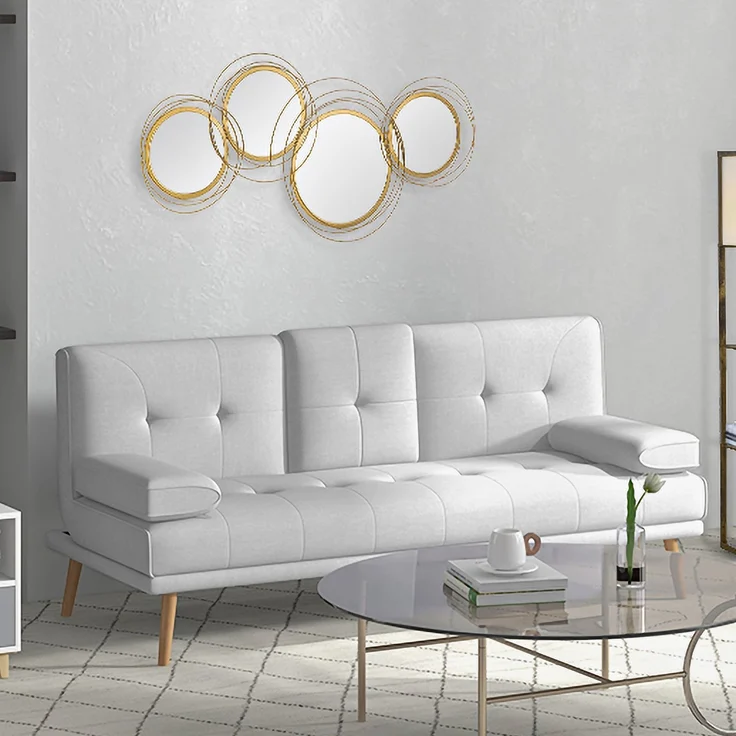 Spiegel-Set Wanddekoration mit 4 runden Spiegeln für Wohnzimmerdeko, eleganter Wandschmuck aus Metall--Gold--107x4x56cm--YOUDENOVA – Bild 8
