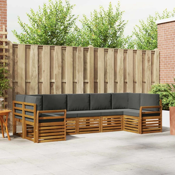 vidaXL Outdoor-Sofagarnitur 7 stk. 7-Sitzer Natur und Anthrazit 3375412 – Bild 1