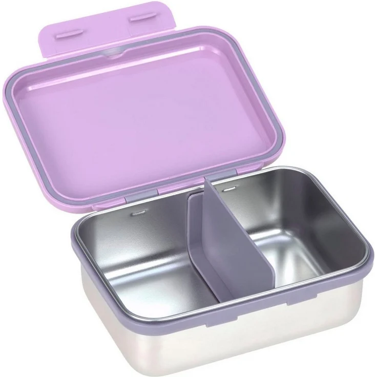 LÄSSIG Lunchbox Little Gang, Heart lilac, Edelstahl, Polyprophylen (PP), Silikon, (1-tlg) – Bild 2