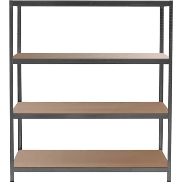 Wiltec Schwerlastregal 160 x 60 x 180 cm, 175kg/Ablage, Steckregal schwarz aus Stahl, Lastenregal mit 4 Ablagen, Werkstattregal – Bild 7