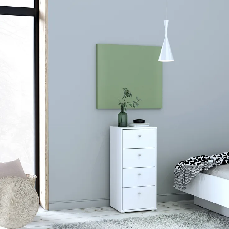 FORTE Tempra2 Kommode, Holzwerkstoff, Weiß, 38,6 x 85,5 x 34,8 cm