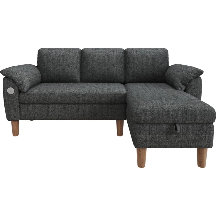 Merax L-förmiges Ecksofa, 3-Sitzer Sofa mit Stauraum-Chaiselongue, links/rechts montierbar, USB/Type-C-Ladeanschluss, Seitentasche, 2 halbfeste Armlehnenkissen, Chenille Stoff, Grau – Bild 9