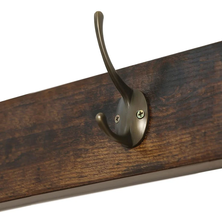 HOOBRO Garderobe Schuhregal Set, Schuhbank mit Sitzfläche, Garderobenständer, Wandgarderobe mit 9 Haken, Flurgarderobe, für Flur, Eingangsbereich, Industrielles, Dunkelbraun-Schwarz EBF07MT01 – Bild 6