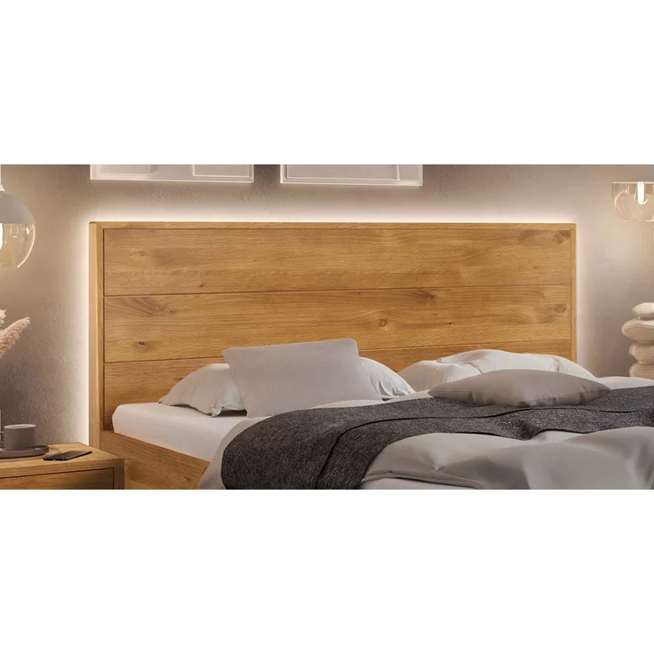 Hasena Massivholzbett Sansano Luce Wildeiche mit LED-Lichtband 140x200 cm, Komforthöhe 25 cm – Bild 3